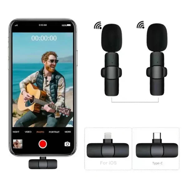 Wireless Lavalier Lapel Microphone For IPhone IPad Professional Wireless Clip Mic - Cordless Omnidirectional Condenser Recording Mic For Interview Video Podcast Vlog YouTube