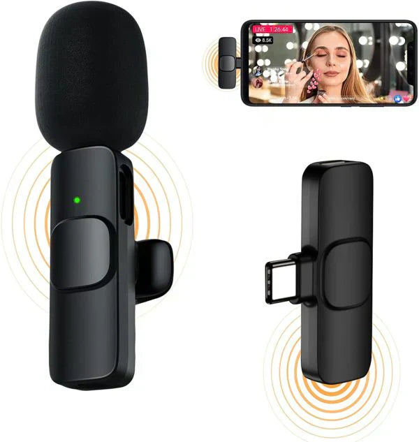 Wireless Lavalier Lapel Microphone For IPhone IPad Professional Wireless Clip Mic - Cordless Omnidirectional Condenser Recording Mic For Interview Video Podcast Vlog YouTube