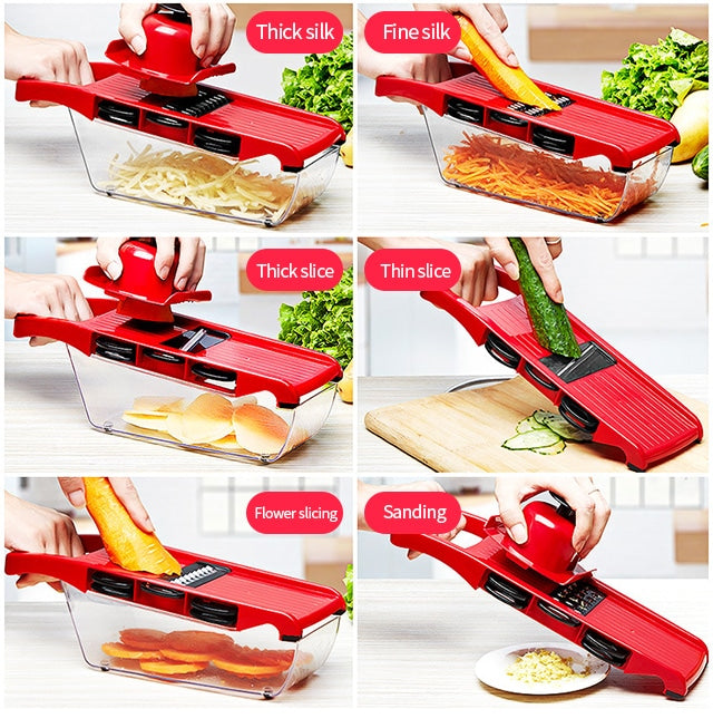 High Quality 10 in 1 Mandoline Vegetable Slicer Cutter with Box